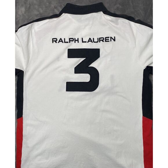 Polo Ralph Lauren USA Polo Shirt Mens 2XLT White USA Big Logo Embroidered #3 - Picture 3 of 9